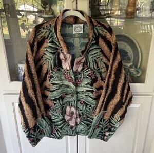 VTG SUGAR STREET weavers tapestry jungle Zebra Animal print jacket M/L